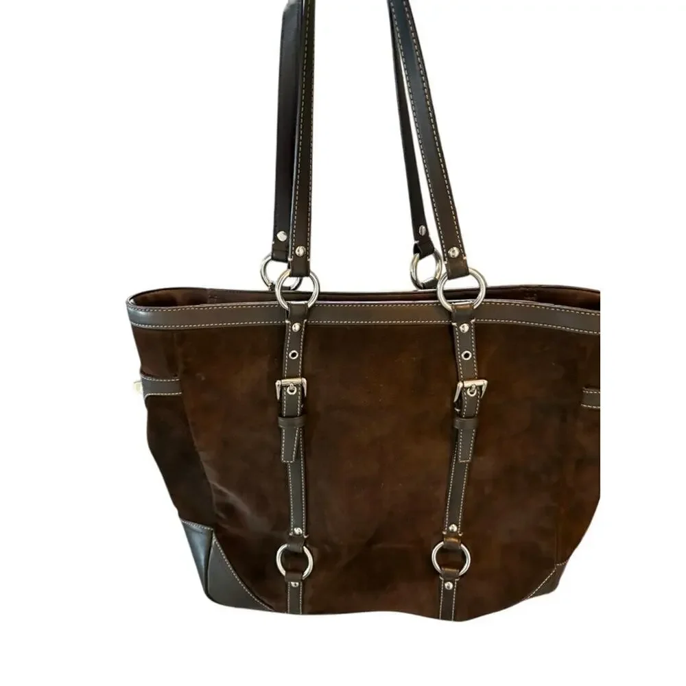 Vintage‎ Coach Brown Suede Bridle Bit Purse